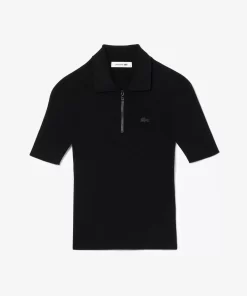 Lacoste Knitwear-Women'S Zipped Knit Polo Shirt