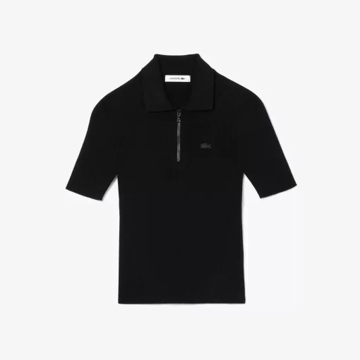 Lacoste Knitwear-Women'S Zipped Knit Polo Shirt