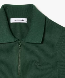 Lacoste Knitwear-Women'S Zipped Knit Polo Shirt