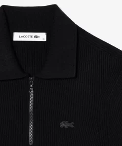 Lacoste Knitwear-Women'S Zipped Knit Polo Shirt