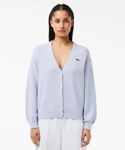 Lacoste Knitwear-Women'S Organic Cotton V-Neck Cardigan