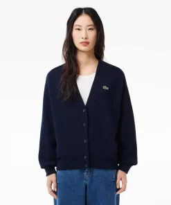 Lacoste Knitwear-Women'S Organic Cotton V-Neck Cardigan