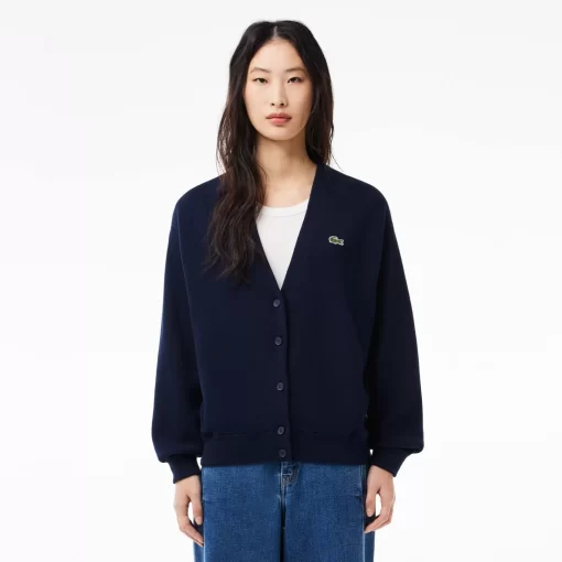 Lacoste Knitwear-Women'S Organic Cotton V-Neck Cardigan