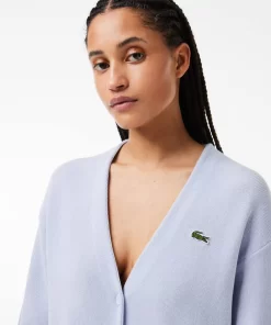 Lacoste Knitwear-Women'S Organic Cotton V-Neck Cardigan