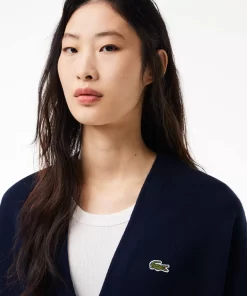 Lacoste Knitwear-Women'S Organic Cotton V-Neck Cardigan