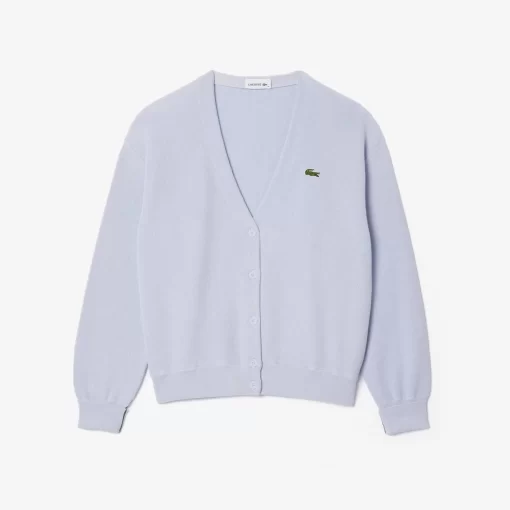 Lacoste Knitwear-Women'S Organic Cotton V-Neck Cardigan