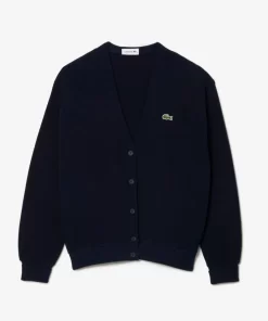 Lacoste Knitwear-Women'S Organic Cotton V-Neck Cardigan