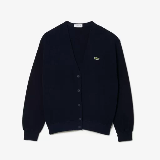 Lacoste Knitwear-Women'S Organic Cotton V-Neck Cardigan