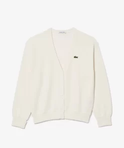 Lacoste Knitwear-Women'S Organic Cotton V-Neck Cardigan