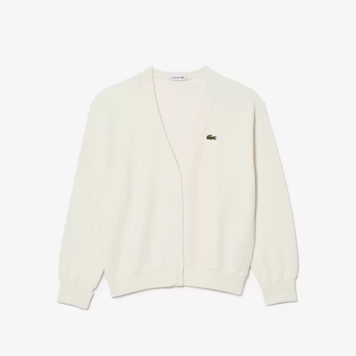 Lacoste Knitwear-Women'S Organic Cotton V-Neck Cardigan