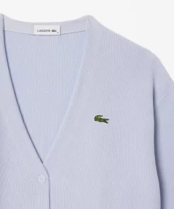 Lacoste Knitwear-Women'S Organic Cotton V-Neck Cardigan