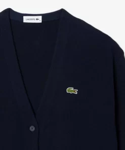 Lacoste Knitwear-Women'S Organic Cotton V-Neck Cardigan