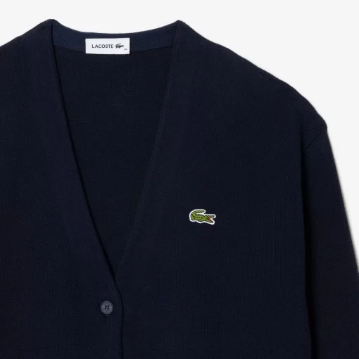 Lacoste Knitwear-Women'S Organic Cotton V-Neck Cardigan