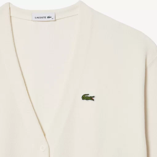 Lacoste Knitwear-Women'S Organic Cotton V-Neck Cardigan