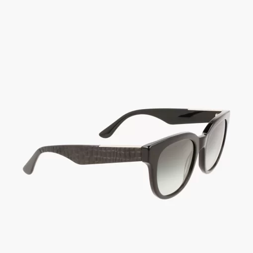 Lacoste Sunglasses-Women'S Oval Acetate Croco Skin Sunglasses