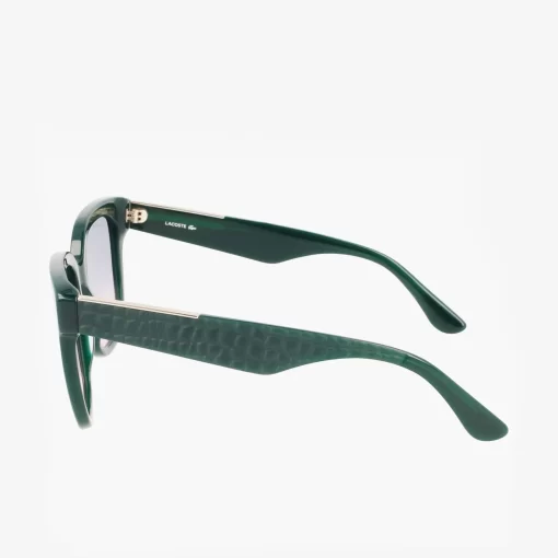 Lacoste Sunglasses-Women'S Rectangle Acetate Croco Skin Sunglasses