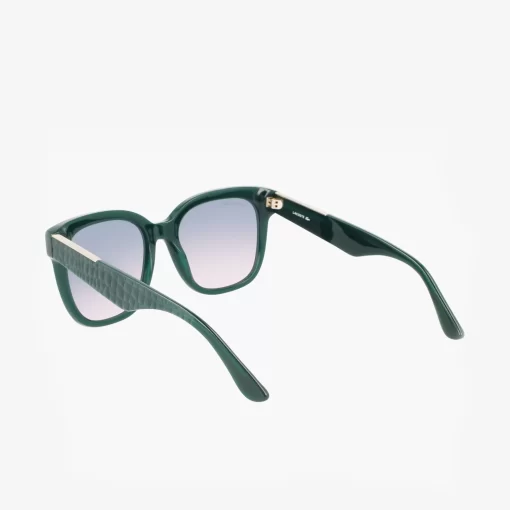 Lacoste Sunglasses-Women'S Rectangle Acetate Croco Skin Sunglasses