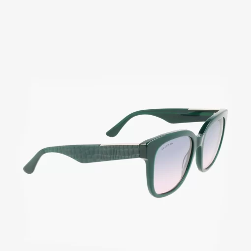 Lacoste Sunglasses-Women'S Rectangle Acetate Croco Skin Sunglasses