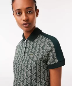 Lacoste Polo Shirts-Women'S Regular Fit Contrast Collar Monogram Print Polo Shirt