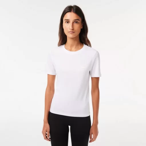 Lacoste T-Shirts-Women'S Slim Fit Crew Neck Cotton Blend T-Shirt