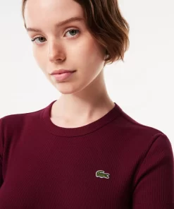 Lacoste T-Shirts-Women'S Slim Fit Ribbed Cotton T-Shirt