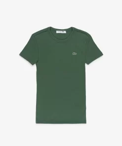 Lacoste T-Shirts-Women'S Slim Fit Ribbed Cotton T-Shirt