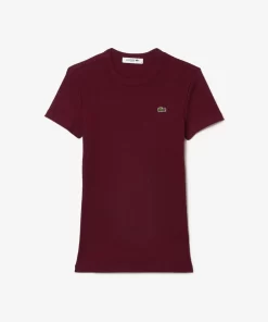 Lacoste T-Shirts-Women'S Slim Fit Ribbed Cotton T-Shirt