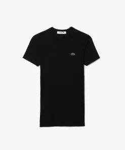 Lacoste T-Shirts-Women'S Slim Fit Ribbed Cotton T-Shirt