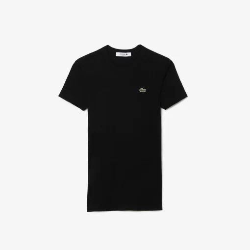 Lacoste T-Shirts-Women'S Slim Fit Ribbed Cotton T-Shirt