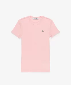 Lacoste T-Shirts-Women'S Slim Fit Ribbed Cotton T-Shirt