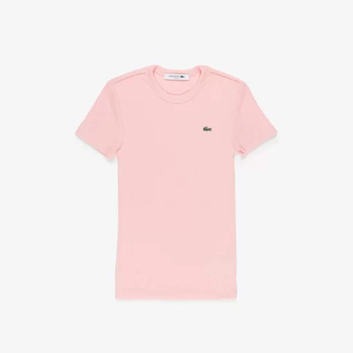 Lacoste T-Shirts-Women'S Slim Fit Ribbed Cotton T-Shirt