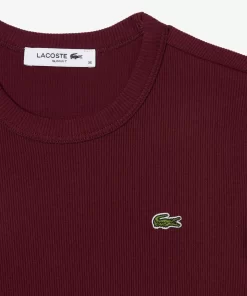 Lacoste T-Shirts-Women'S Slim Fit Ribbed Cotton T-Shirt