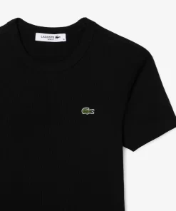 Lacoste T-Shirts-Women'S Slim Fit Ribbed Cotton T-Shirt