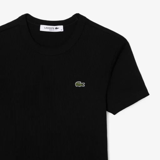 Lacoste T-Shirts-Women'S Slim Fit Ribbed Cotton T-Shirt