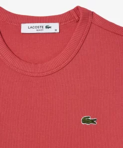 Lacoste T-Shirts-Women'S Slim Fit Ribbed Cotton T-Shirt