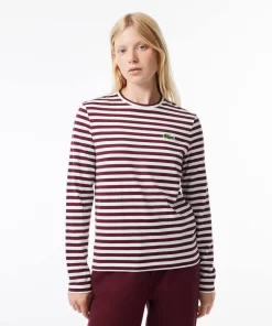 Lacoste T-Shirts-Women'S Striped Jersey Cotton T-Shirt