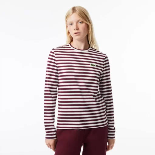 Lacoste T-Shirts-Women'S Striped Jersey Cotton T-Shirt