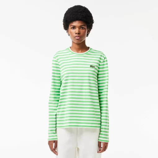 Lacoste T-Shirts-Women'S Striped Jersey Cotton T-Shirt