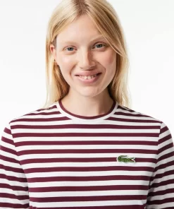 Lacoste T-Shirts-Women'S Striped Jersey Cotton T-Shirt