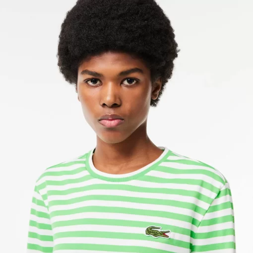 Lacoste T-Shirts-Women'S Striped Jersey Cotton T-Shirt