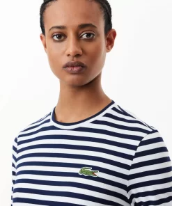 Lacoste T-Shirts-Women'S Striped Jersey Cotton T-Shirt