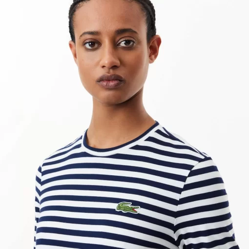 Lacoste T-Shirts-Women'S Striped Jersey Cotton T-Shirt