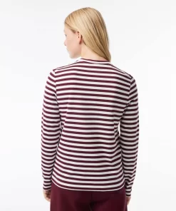 Lacoste T-Shirts-Women'S Striped Jersey Cotton T-Shirt