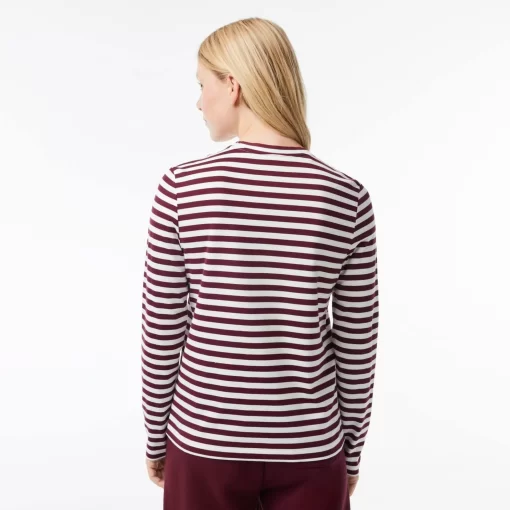 Lacoste T-Shirts-Women'S Striped Jersey Cotton T-Shirt