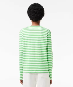 Lacoste T-Shirts-Women'S Striped Jersey Cotton T-Shirt