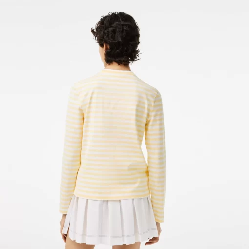 Lacoste T-Shirts-Women'S Striped Jersey Cotton T-Shirt