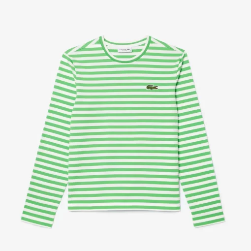 Lacoste T-Shirts-Women'S Striped Jersey Cotton T-Shirt