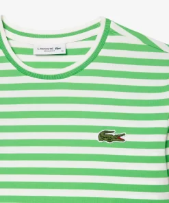 Lacoste T-Shirts-Women'S Striped Jersey Cotton T-Shirt