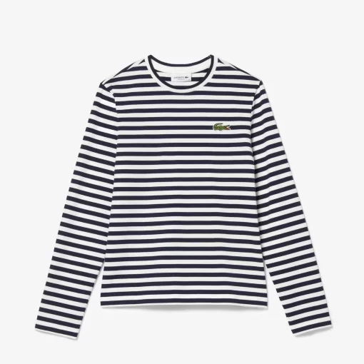 Lacoste T-Shirts-Women'S Striped Jersey Cotton T-Shirt