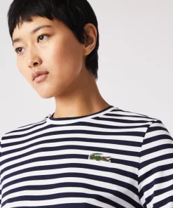 Lacoste T-Shirts-Women'S Striped Jersey Cotton T-Shirt